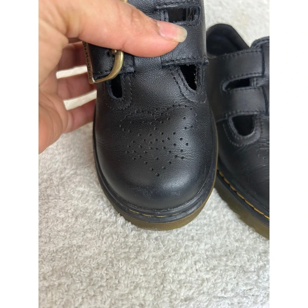 Dr. Martens kids Mary Jane Black Leather Double Strap Shoes Size 11 US